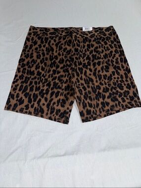Style & Co. Leopard Print Bike Shorts in Brown and Black